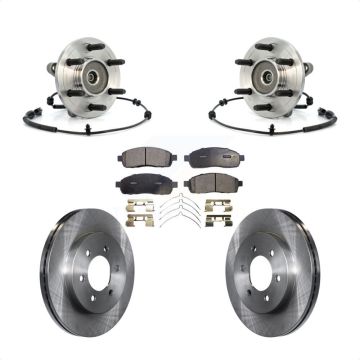 Front Hub Bearing Assembly Disc Brake Rotor & Pads Kit For Ford F-150 Lincoln Mark LT 4WD KBB-105366