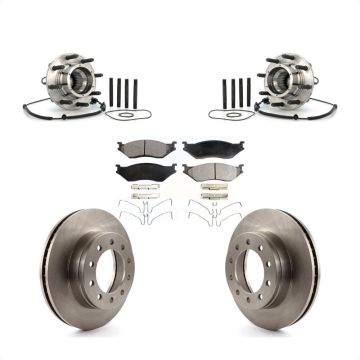 Front Hub Bearing Brake Rotor & Pad Kit For Ford F-550 Super Duty With Single Rear Wheels KBB-105372