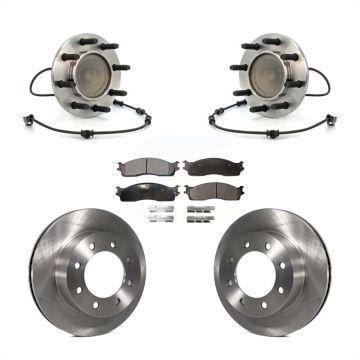 Front Hub Bearing Assembly Disc Brake Rotor Pad Kit For 2003-2005 Dodge Ram 2500 3500 RWD KBB-105381