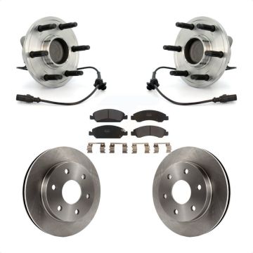 Front Hub Bearing Brake Rotor Pads Kit For 2007 GMC Sierra 1500 RWD with Disc rear brakes KBB-105392