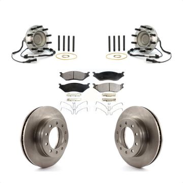 Front Hub Bearing Assembly Disc Brake Rotors And Pads Kit For Ford F-550 Super Duty F-450 KBB-105403