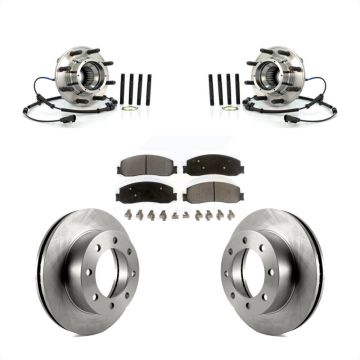 Front Hub Bearing Assembly Brake Rotor & Pad Kit For 2012 Ford F-350 Super Duty F-250 4WD KBB-105418