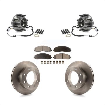 Front Hub Bearing Brake Rotor Pad Kit For Ford F-350 Super Duty 4WD With Dual Rear Wheels KBB-105423