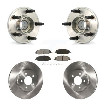 Front Hub Bearing Disc Brake Rotor Pad Kit For 2009 Ford Mustang Bullitt with 4-Wheel ABS KBB-105635