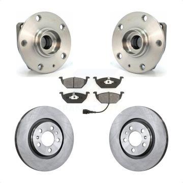 Front Hub Bearing Assembly Disc Brake Rotor & Pads Kit For 2007-2009 Volkswagen Golf City KBB-105686