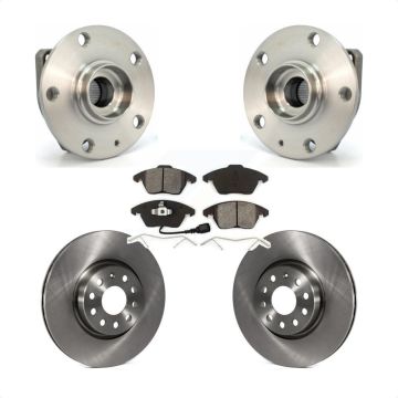 Front Hub Bearing Brake Rotor Pad Kit For 2006-2009 Volkswagen GTI 3 Bolt Mounting Flange KBB-105688