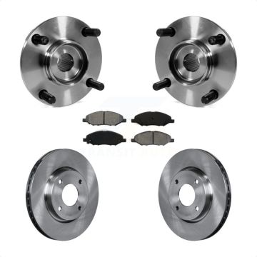 Front Hub Bearing Assembly Disc Brake Rotor And Pad Kit For 2008 Nissan Versa 4-Wheel ABS KBB-105844