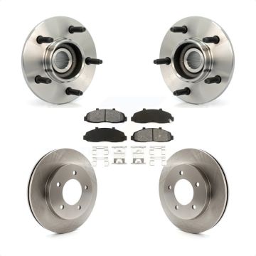 Front Hub Bearing Assembly Disc Brake Rotor & Pad Kit For Ford F-150 4WD with 2-Wheel ABS KBB-105870
