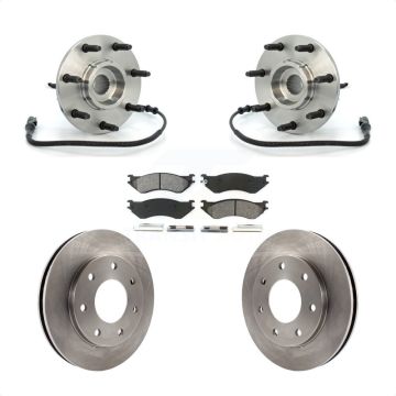 Front Hub Bearing Brake Rotor Pads Kit For Ford F-150 F-250 Heritage 4WD with 4-Wheel ABS KBB-105882