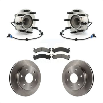 Front Hub Bearing Assembly Brake Rotor Pad Kit For 2006 Chevrolet Express 2500 GMC Savana KBB-105922
