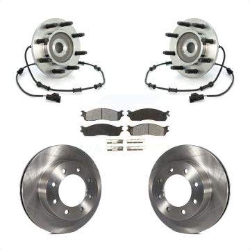 Front Hub Bearing Assembly Disc Brake Rotor Pad Kit For 2003-2005 Dodge Ram 2500 3500 4WD KBB-105926