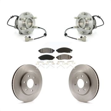 Front Hub Bearing Brake Rotor & Pads Kit For Nissan Frontier Suzuki Equator RWD with 2.5L KBB-105928
