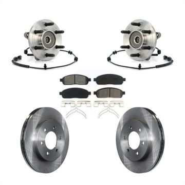 Front Hub Bearing Assembly Disc Brake Rotor & Pads Kit For Ford F-150 Lincoln Mark LT 4WD KBB-105949