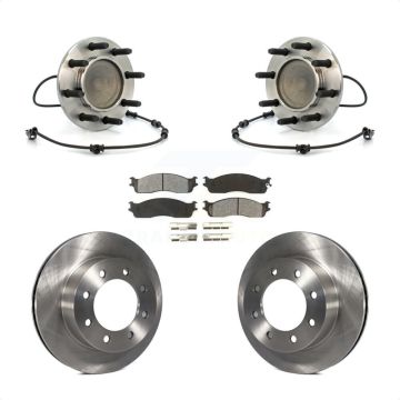 Front Hub Bearing Assembly Disc Brake Rotor Pad Kit For 2003-2005 Dodge Ram 2500 3500 RWD KBB-105964