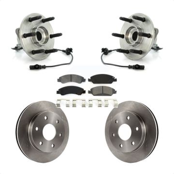 Front Hub Bearing Brake Rotor & Pad Kit For GMC Sierra 1500 AWD 4WD with Disc rear brakes KBB-105971