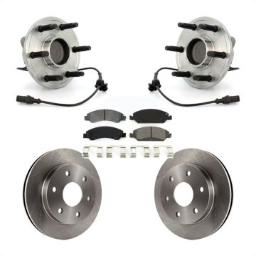 Front Hub Bearing Brake Rotor Pads Kit For 2007 GMC Sierra 1500 RWD with Disc rear brakes KBB-105976