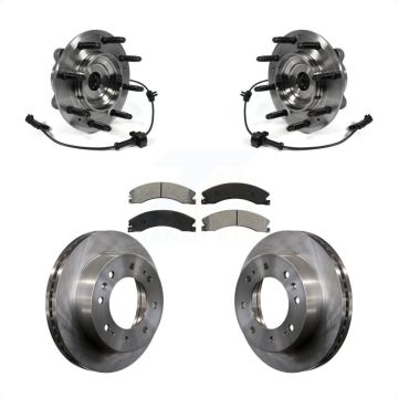 Front Hub Bearing Brake Rotor Pad Kit For GMC Chevrolet Sierra 2500 HD Silverado 3500 4WD KBB-106014