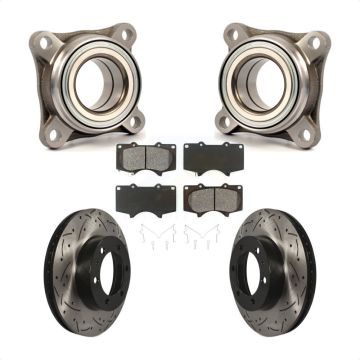 Front Wheel Bearing Drilled Slot Brake Rotor Pad Kit For Toyota Tacoma 4Runner FJ Cruiser KBB-106060