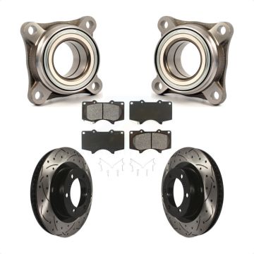 Front Wheel Bearing Coated Drill Slot Brake Rotor Pads Kit For Toyota 4Runner Lexus GX460 KBB-106061