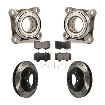 Front Wheel Bearing Coated Drill Slot Brake Rotor Pads Kit For Toyota 4Runner Lexus GX460 KBB-106065