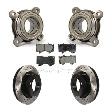 Front Wheel Bearing Drill Slot Brake Rotor Pads Kit For Toyota Tundra Sequoia Lexus LX570 KBB-106066