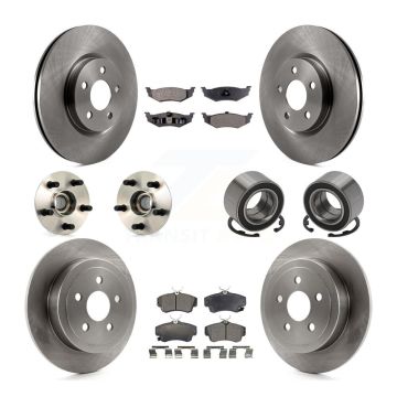 Front Rear Wheel Hub Bearing Disc Brake Rotor And Pads Kit (10Pc) For Chrysler PT Cruiser KBB-106139