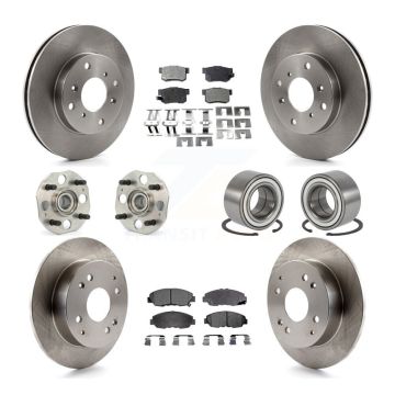 Front Rear Hub Bearing Disc Brake Rotor And Semi-Metallic Pad Kit (10Pc) For Honda Accord KBB-106150