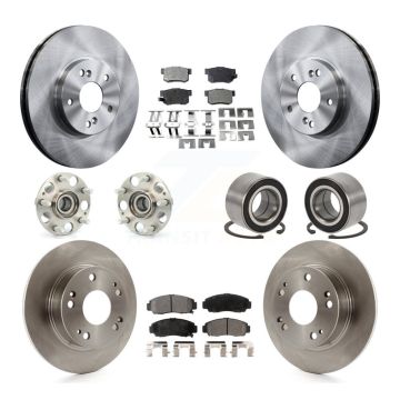 Front Rear Hub Bearing Disc Brake Rotor And Semi-Metallic Pad Kit (10Pc) For Honda Accord KBB-106170