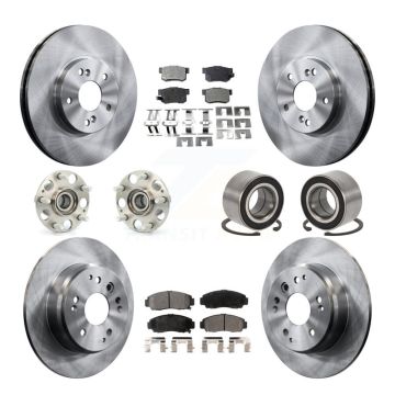 Front Rear Hub Bearings Disc Brake Rotors And Semi-Metallic Pads Kit (10Pc) For Acura TL KBB-106171