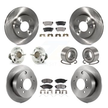 Front Rear Hub Bearings Disc Brake Rotors And Pads Kit (10Pc) For Hyundai Sonata Non-ABS KBB-106183