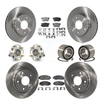 Front Rear Hub Bearing Disc Brake Rotor And Semi-Metallic Pads Kit (10Pc) For Honda Civic KBB-106204