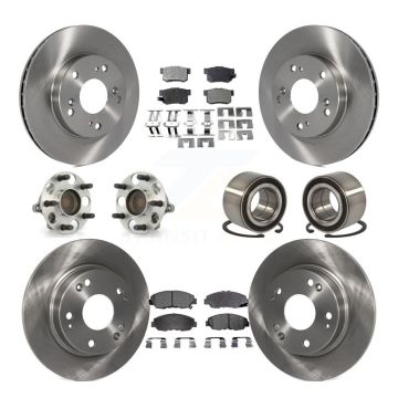 Front Rear Hub Bearing Disc Brake Rotor And Semi-Metallic Pads Kit (10Pc) For Honda Civic KBB-106206