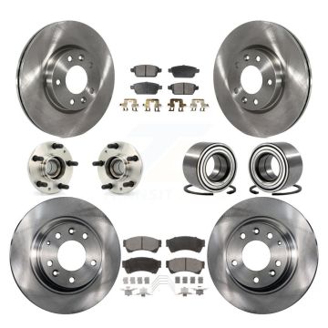 Front Rear Hub Bearing Brake Rotor And Pad Kit (10Pc) For Ford Fusion Mazda 6 Lincoln MKZ KBB-106219