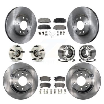 Front Rear Hub Bearings Disc Brake Rotors And Semi-Metallic Pads Kit (10Pc) For Mazda 6 KBB-106220