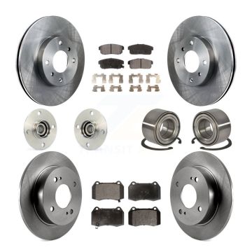Front Rear Hub Bearing Brake Rotor Pad Kit (10Pc) For Nissan Sentra With 4 Piston Caliper KBB-106235