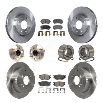 Front Rear Hub Bearing Brake Rotor Pad Kit (10Pc) For Hyundai Accent Kia Rio Rio5 Non-ABS KBB-106250