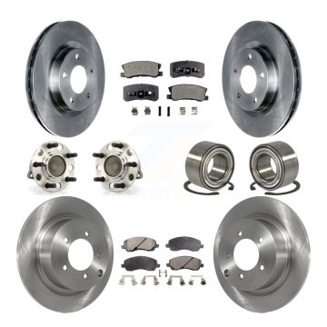Front Rear Hub Bearing Disc Brake Rotors And Pads Kit (10Pc) For Jeep Patriot Compass FWD KBB-106259