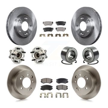 Front Rear Hub Bearing Assembly Disc Brake Rotors And Pads Kit (10Pc) For Hyundai Elantra KBB-106266