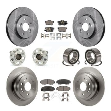 Front Rear Hub Bearing Disc Brake Rotor Pads Kit (10Pc) For 2013-2015 Honda Crosstour FWD KBB-106273