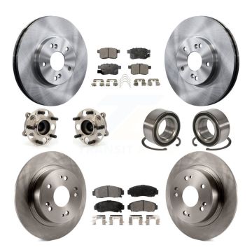 Front Rear Hub Bearings Disc Brake Rotors And Pads Kit (10Pc) For Honda Accord Acura TSX KBB-106289