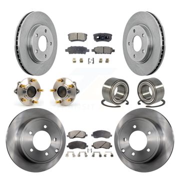 Front Rear Hub Bearing Assembly Disc Brake Rotor And Pad Kit (10Pc) For Mitsubishi Lancer KBB-106305