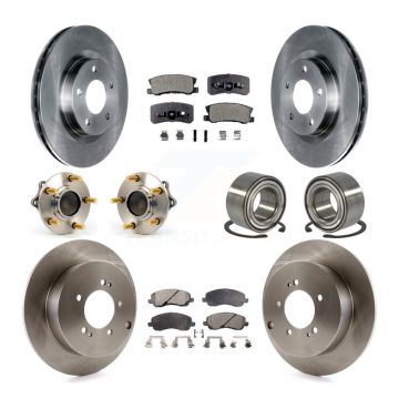Front Rear Hub Bearing Brake Rotor Pads Kit (10Pc) For Mitsubishi Outlander FWD with 3.0L KBB-106308