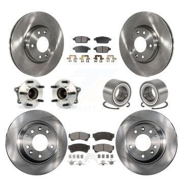 Front Rear Hub Bearings Disc Brake Rotors And Pads Kit (10Pc) For 2009-2013 Mazda 6 3.7L KBB-106319