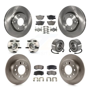 Front Rear Hub Bearing Assembly Disc Brake Rotors And Pads Kit (10Pc) For Hyundai Tiburon KBB-106323