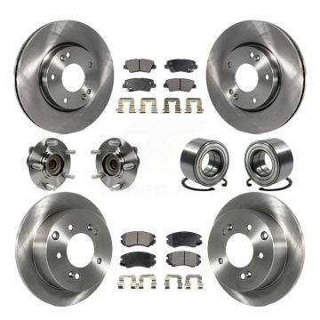 Front Rear Wheel Hub Bearing Disc Brake Rotors And Pads Kit (10Pc) For 2012-2013 Kia Soul KBB-106336