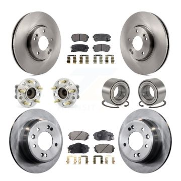 Front Rear Hub Bearing Disc Brake Rotor & Pads Kit (10Pc) For Hyundai Tucson Kia Sportage KBB-106349