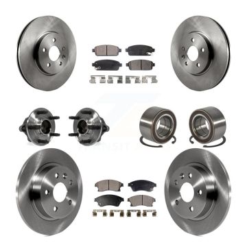 Front Rear Hub Bearing Disc Brake Rotor & Pad Kit (10Pc) For 2013-2014 Chevrolet Sonic RS KBB-106367