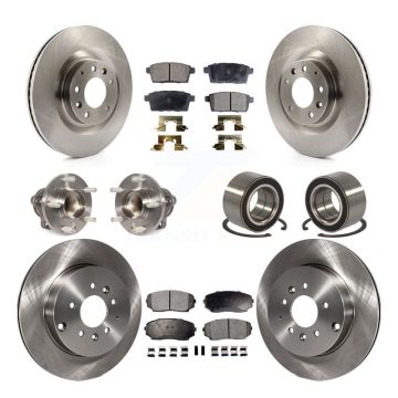 Front Rear Hub Bearing Disc Brake Rotors And Pads Kit (10Pc) For 2007-2015 Mazda CX-9 FWD KBB-106377