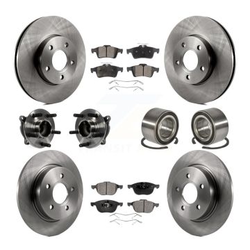 Front Rear Hub Bearing Disc Brake Rotors And Semi-Metallic Pads Kit (10Pc) For Ford Focus KBB-106379