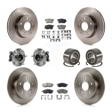 Front Rear Hub Bearing Disc Brake Rotors And Pads Kit (10Pc) For 2008-2013 Suzuki SX4 FWD KBB-106387